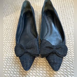 Tory Burch Rosalind Ballet Flat Navy Printed Suede